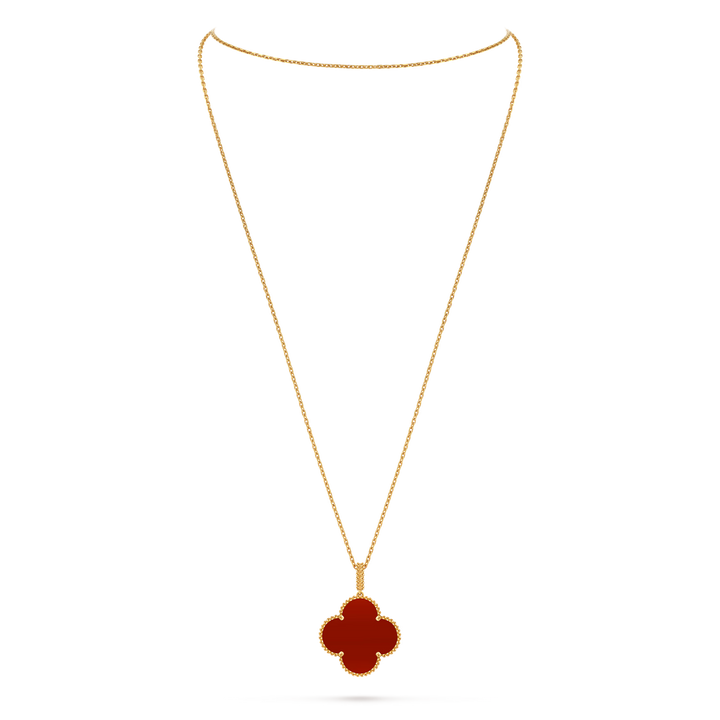 Van Cleef & Arpels Magic Alhambra Long Necklace 1 Motif in 18K Yellow Gold with Carnelian