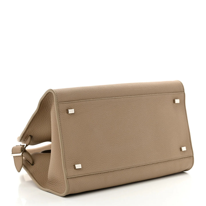 The Row Margaux 12 Matte Grained Calfskin Soft  Dark Taupe Bag