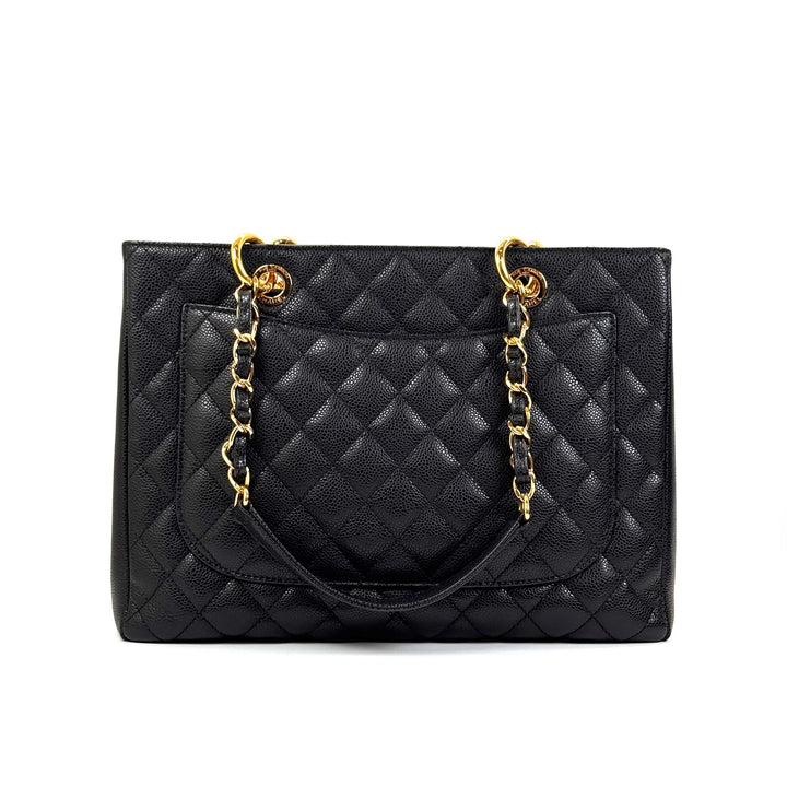 Chanel GST Grand Shopping Tote in Black Caviar Leather with Gold-Tone Hardware