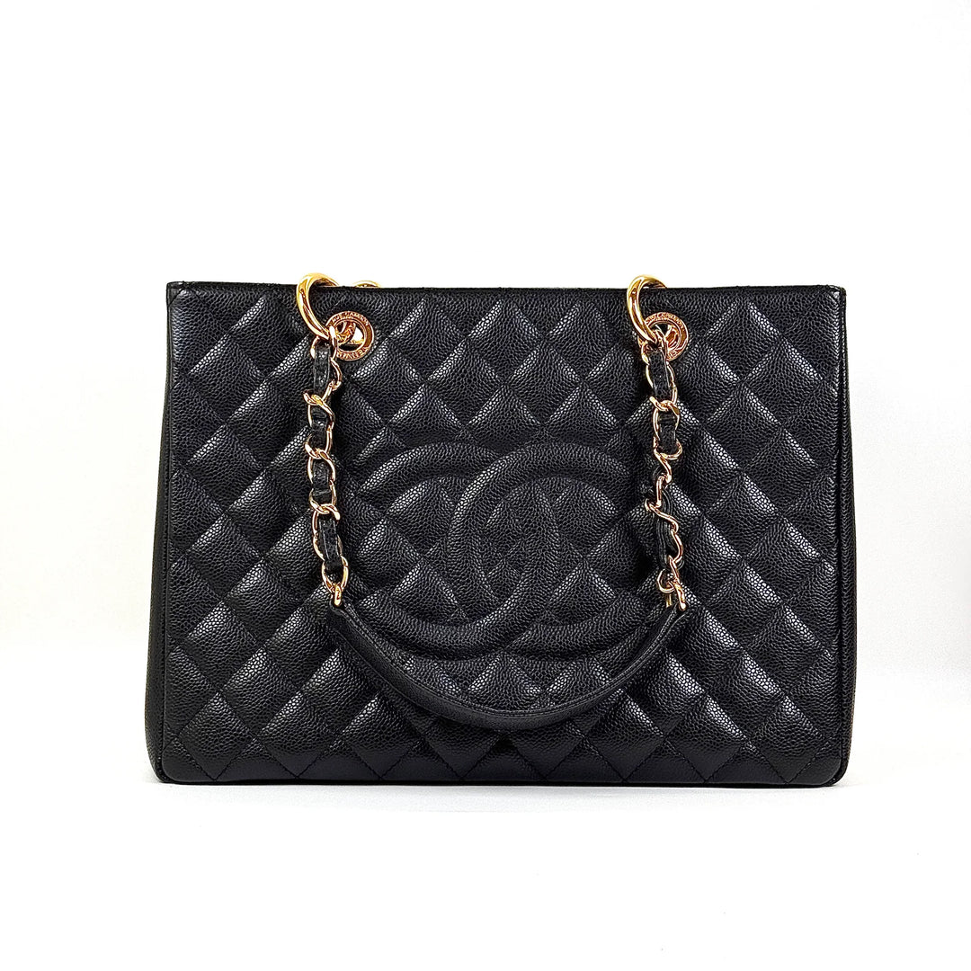 Chanel GST Grand Shopping Tote in Black Caviar Leather with Gold-Tone Hardware