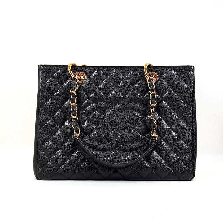 Chanel GST Grand Shopping Tote in Black Caviar Leather with Gold-Tone Hardware