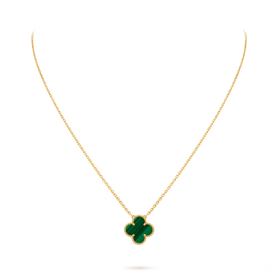 Van Cleef & Arpels Vintage Alhambra Pendant in 18K Yellow Gold with Malachite