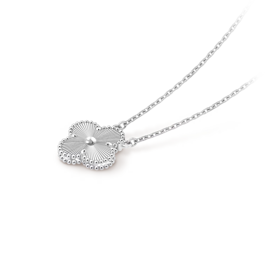 Van Cleef & Arpels Vintage Alhambra Guilloché Pendant 18K White Gold - Gemaee  UAE