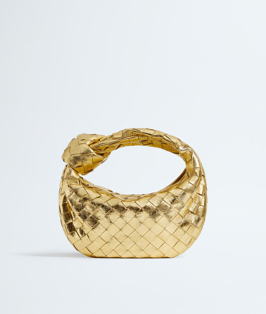 Bottega Veneta Mini Jodie in Gold Intrecciato Lambskin Leather with Knot Handle - Gemaee  UAE
