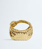 Bottega Veneta Mini Jodie in Gold Intrecciato Lambskin Leather with Knot Handle