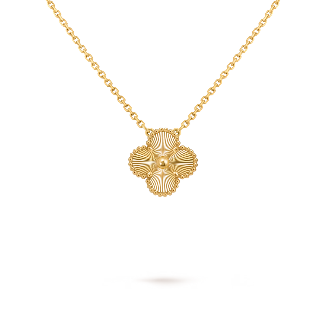 Van Cleef & Arpels Vintage Alhambra Pendant in Guilloché 18K Yellow Gold - Gemaee  UAE