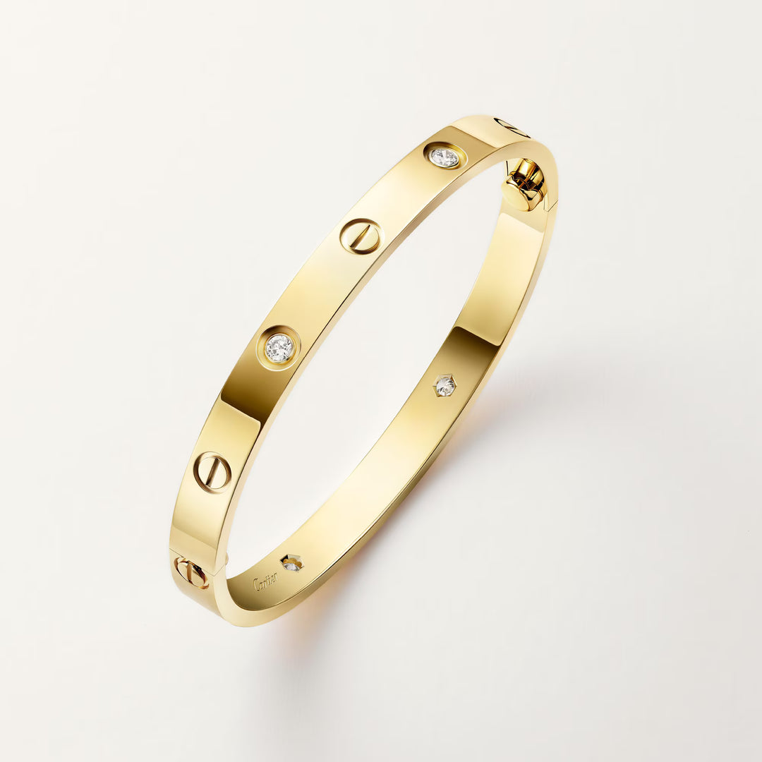 Cartier LOVE Bracelet Classic Model in 18K Yellow Gold with 4 Diamonds - Gemaee  UAE