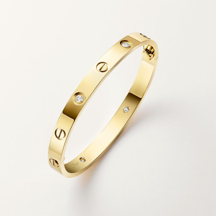 Cartier LOVE Bracelet Classic Model in 18K Yellow Gold with 4 Diamonds - Gemaee  UAE