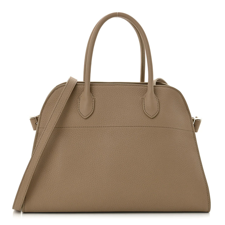 The Row Margaux 12 Matte Grained Calfskin Soft  Dark Taupe Bag