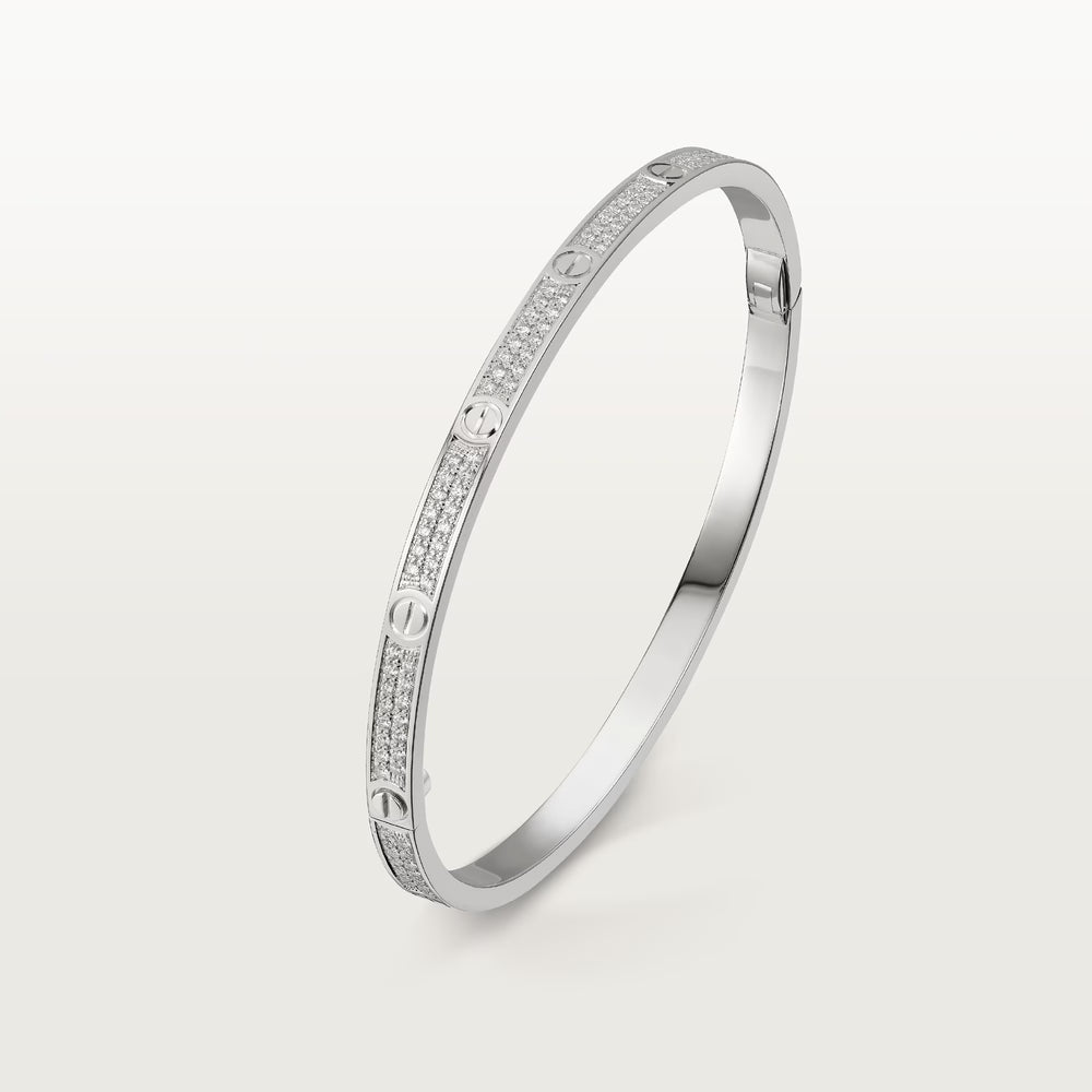 Cartier Love Bracelet Small Model Pavé in 18K White Gold with Diamonds - Gemaee  UAE
