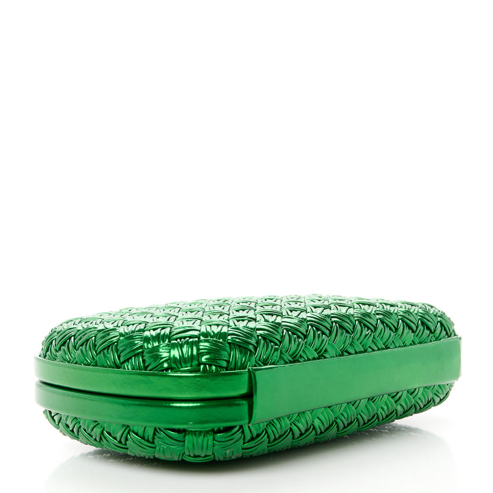 Bottega Veneta Green Metallic Intrecciato knot Clutch