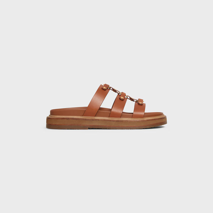 CELINE Tippi Slide Sandals in Tan Calfskin Leather - Gemaee  UAE