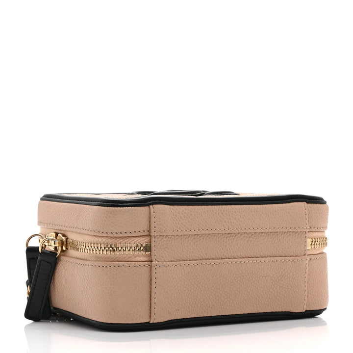 Chanel CC Filigree Small Vanity Case Beige Black Quilted Caviar Leather Crossbody Bag