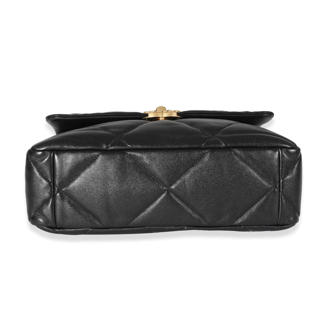 CHANEL BLACK QUILTED GOATSKIN CHANEL 19 FLAP MEDIUM BAG - Gemaee UAE