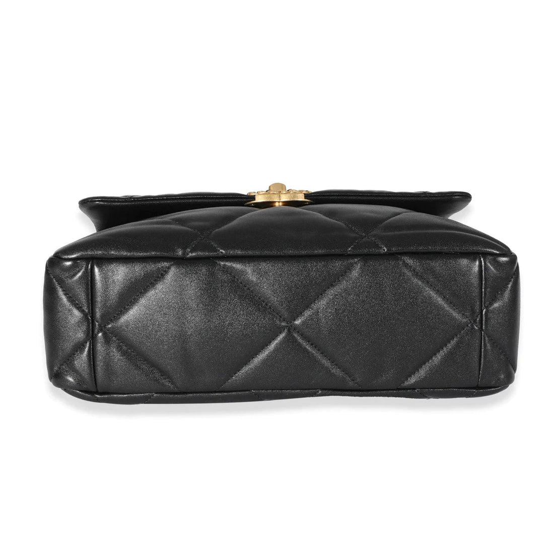 CHANEL BLACK QUILTED GOATSKIN CHANEL 19 FLAP MEDIUM BAG - Gemaee UAE