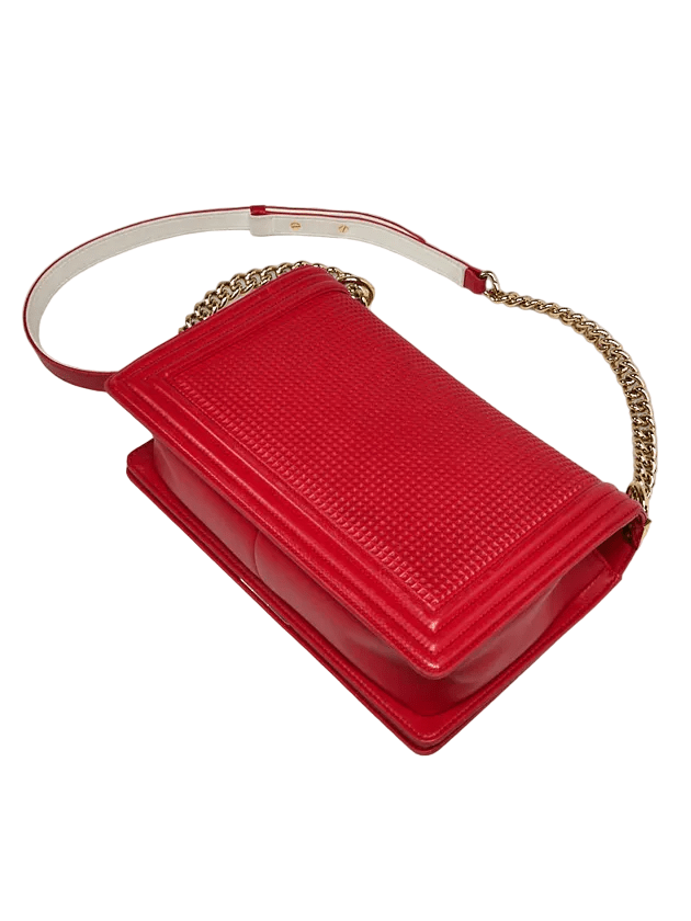 Chanel Red Cube Embossed Lambskin Leather Bag - Gemaee  UAE