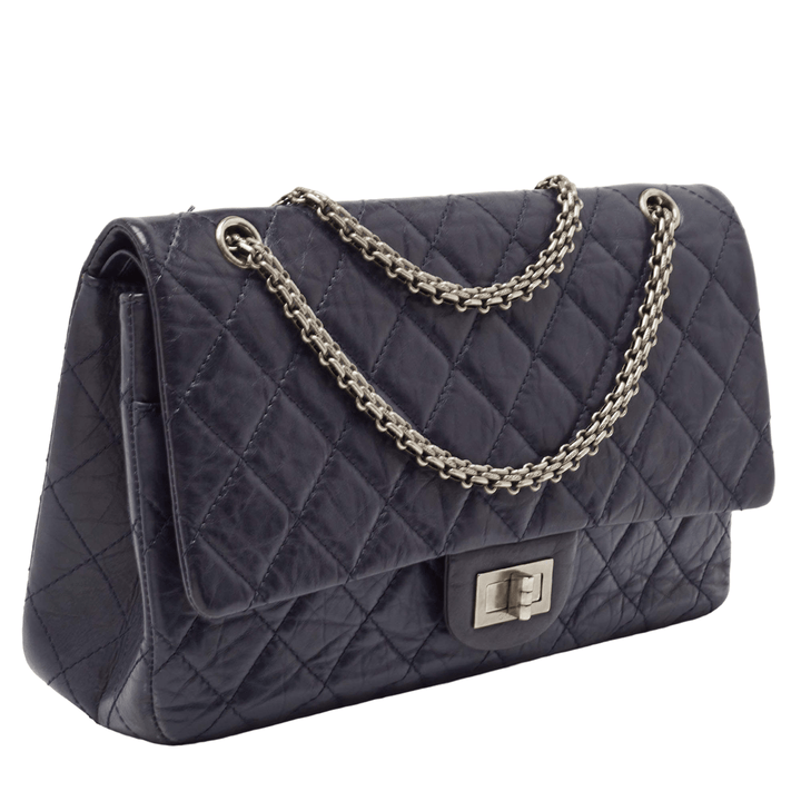 Chanel Navy Blue Quilted Aged Leather 227 Reissue 2.55 Flap Bag - Gemaee UAE