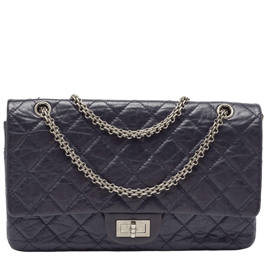 Chanel Navy Blue Quilted Aged Leather 227 Reissue 2.55 Flap Bag - Gemaee UAE