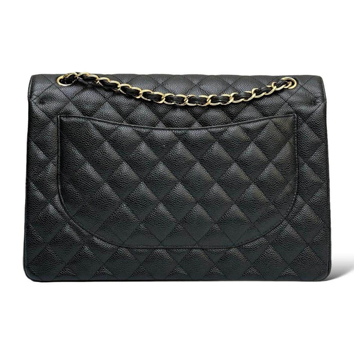 Chanel Maxi Classic Double Flap Bag Black Caviar Leather with Gold Hardware - Gemaee  UAE