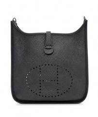 Hermès Evelyne III 29 Noir Taurillon Clemence Leather with Palladium Hardware