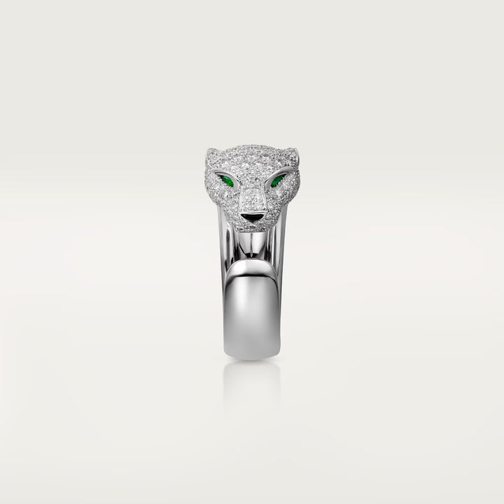 Cartier Panthère de Cartier Medium Model Half‑Pavé Diamond Ring in 18K White Gold - Gemaee  UAE
