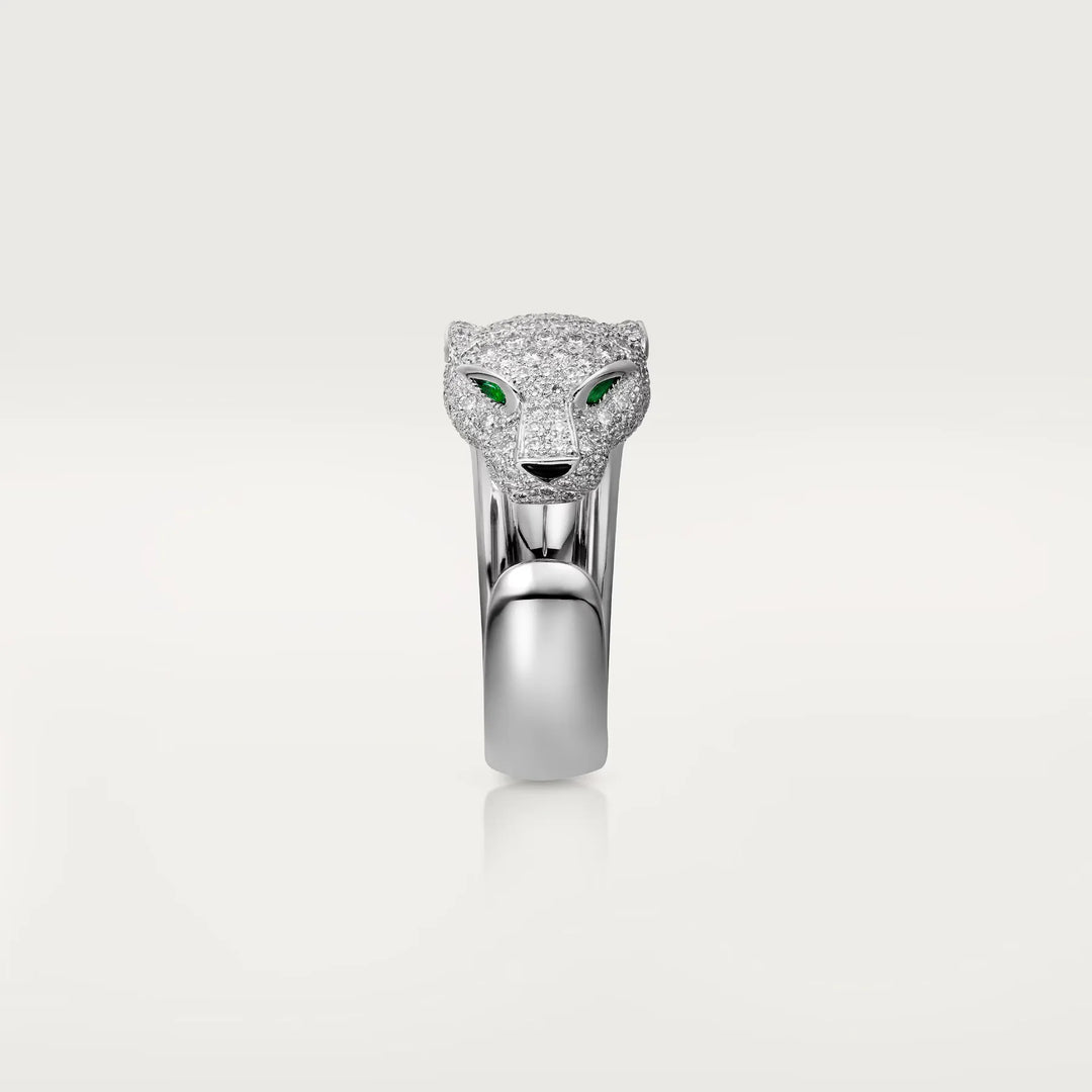 Cartier Panthère de Cartier Medium Model Half‑Pavé Diamond Ring in 18K White Gold