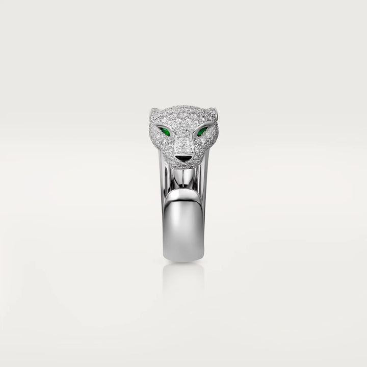 Cartier Panthère de Cartier Medium Model Half‑Pavé Diamond Ring in 18K White Gold