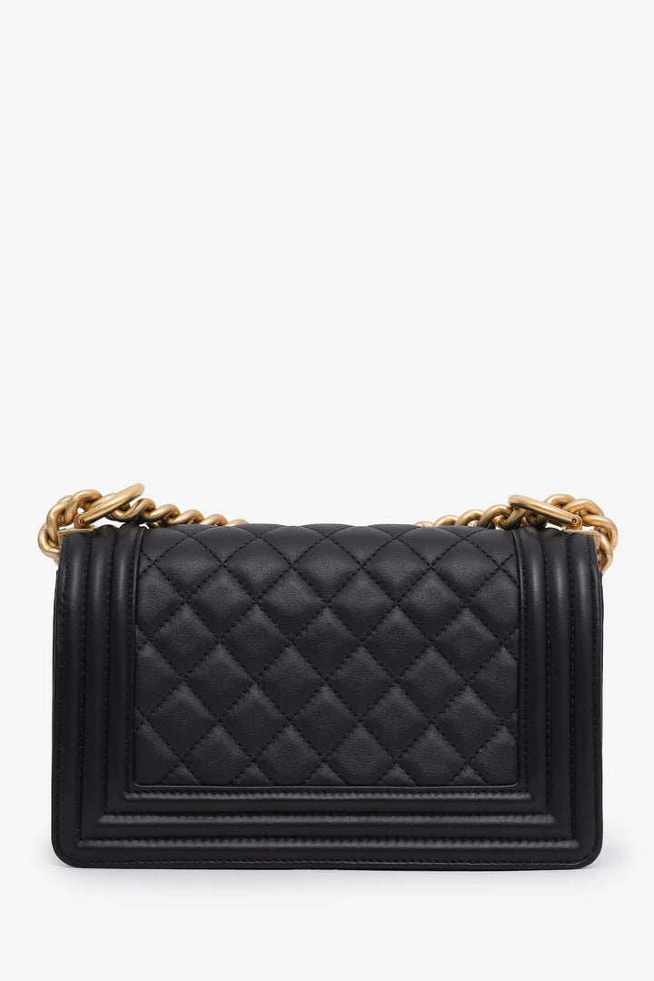 Chanel Boy Small Bag in Black Lambskin with Gold-Tone Hardware