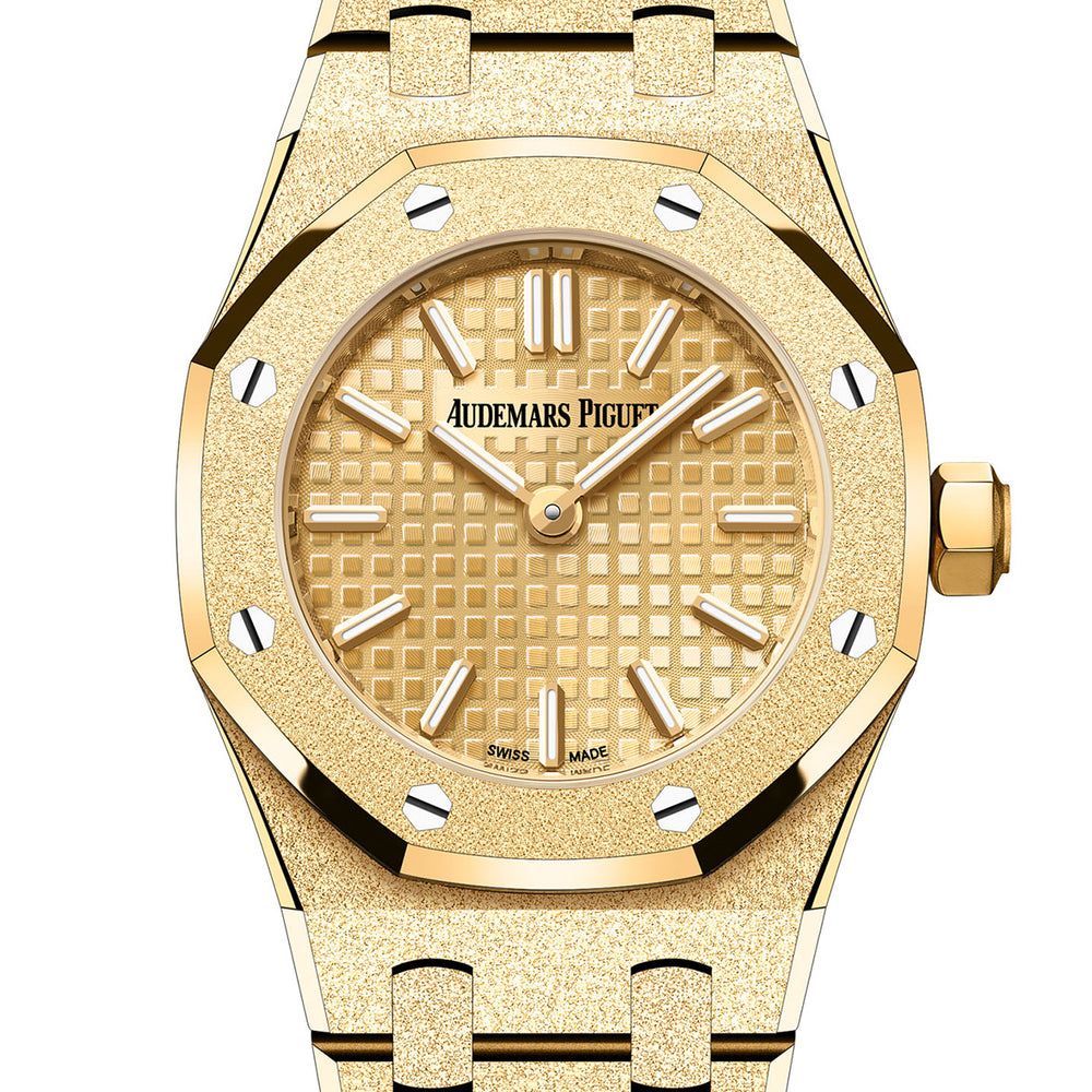 Audemars Piguet Royal Oak Mini Frosted Gold Quartz 23mm in 18K Gold with Petite Tapisserie Dial - Gemaee  UAE