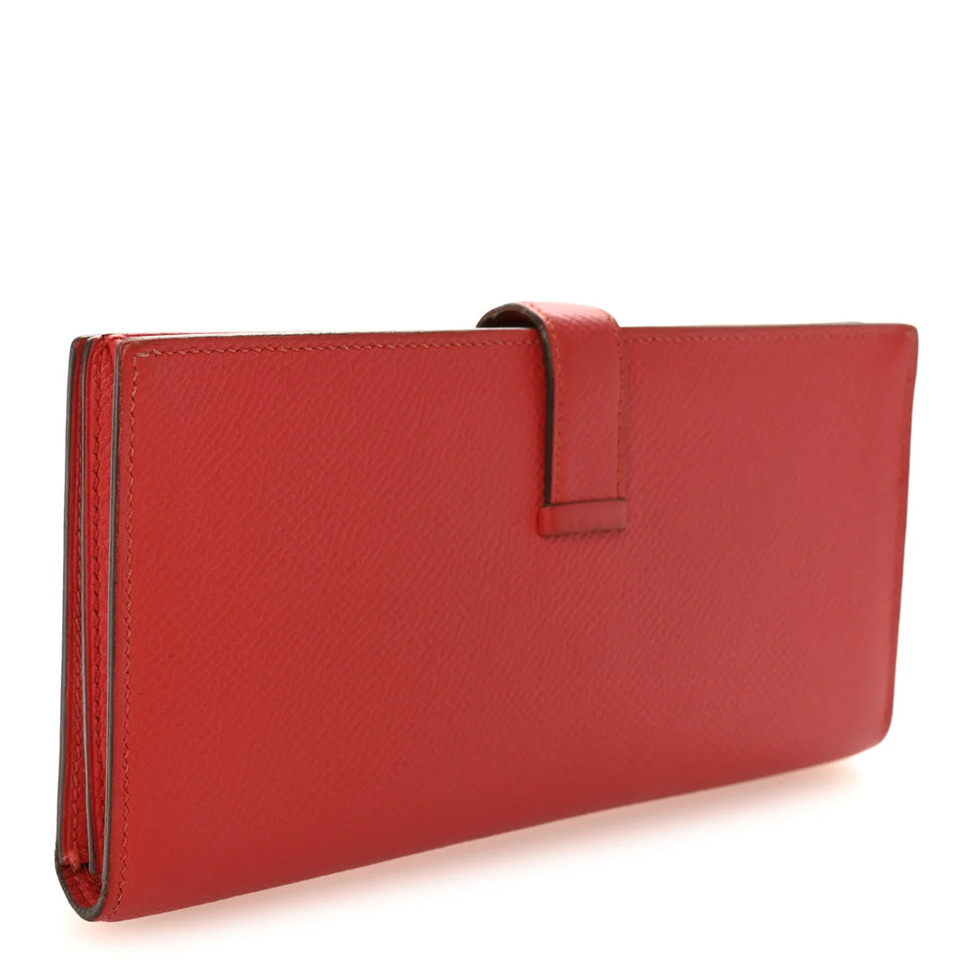 Hermès Béarn Wallet 17 in Rouge Epsom Calfskin Leather with Gold Hardware