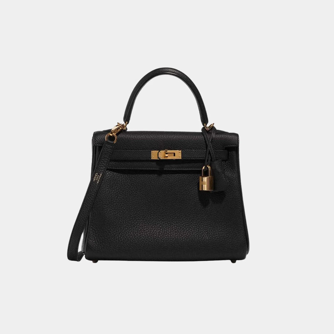 Hermès Kelly II Retourne 25 in Noir Togo Leather with Gold Hardware