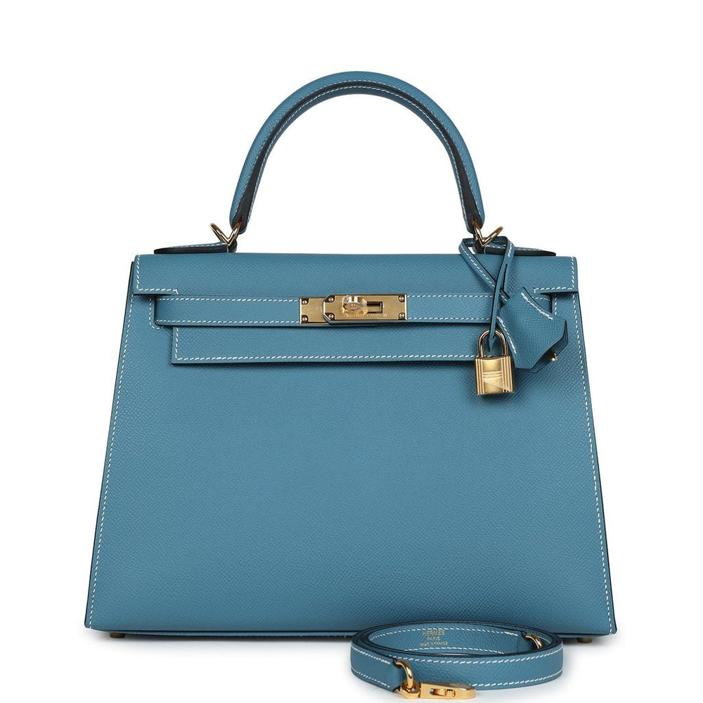 Hermès Kelly 28 blue jean with gold hardware Bag - Gemaee UAE