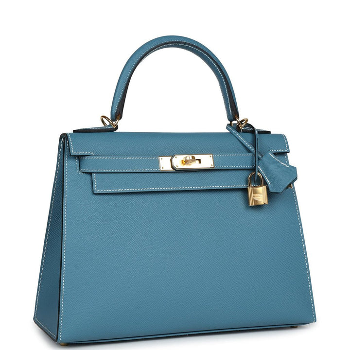 Hermès Kelly 28 blue jean with gold hardware Bag - Gemaee UAE