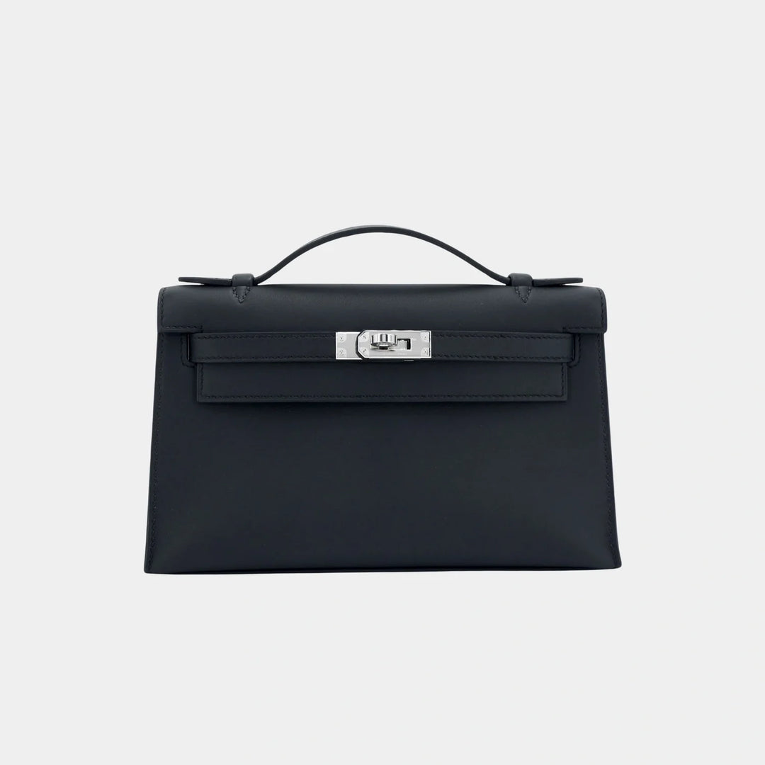 Hermès Kelly Pochette 22 in Noir Swift Leather with Palladium Hardware