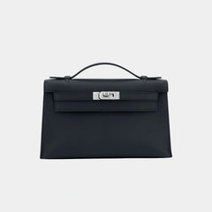 Hermès Kelly Pochette 22 in Noir Swift Leather with Palladium Hardware