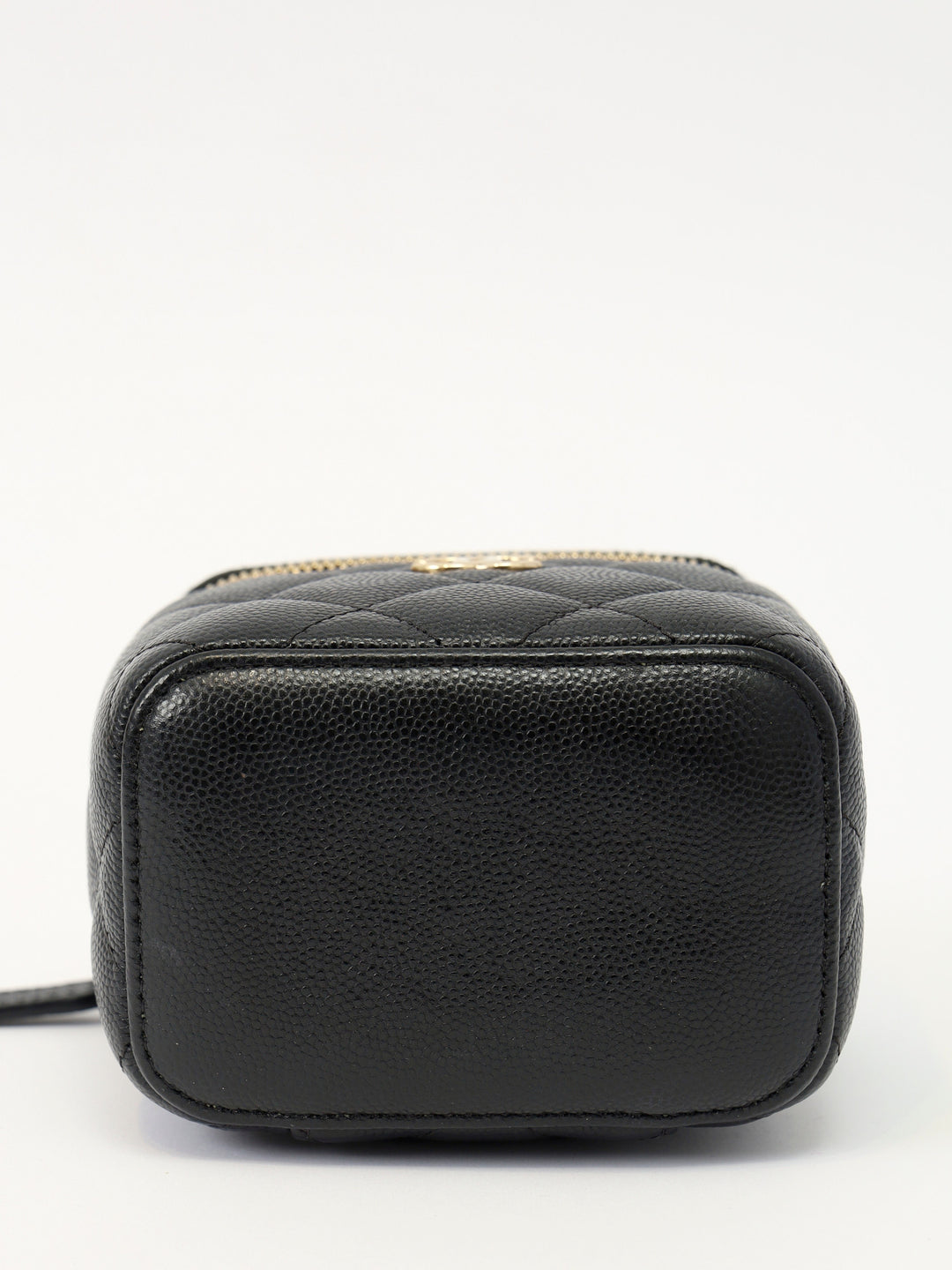 Chanel CC Pearl Mini Vanity Case Black Quilted Caviar Leather with Faux Pearl & Leather Top Handle and Gold-Tone Hardware