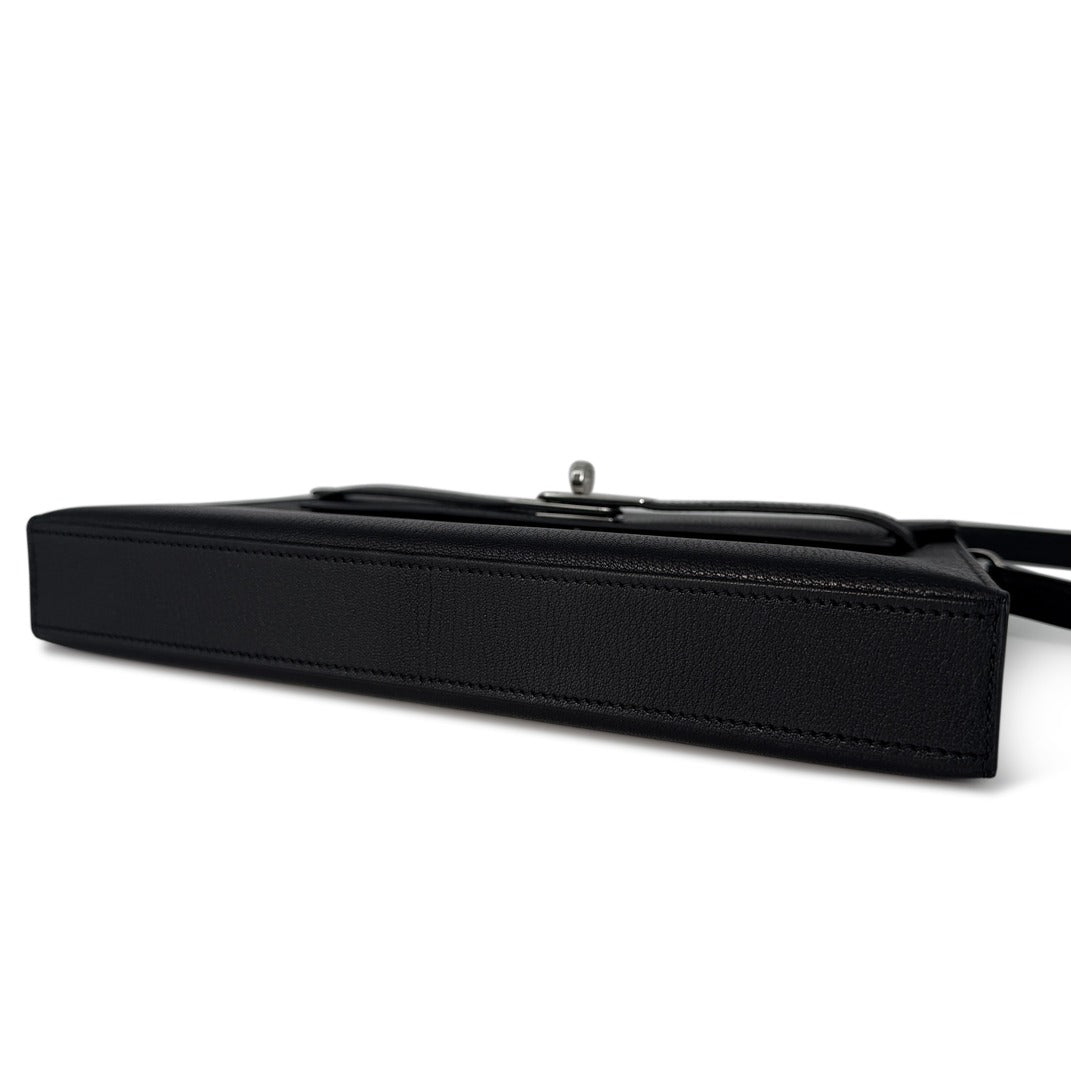 Hermès Kelly Élan Handbag Noir Chevre Chamikila Leather Palladium Hardware