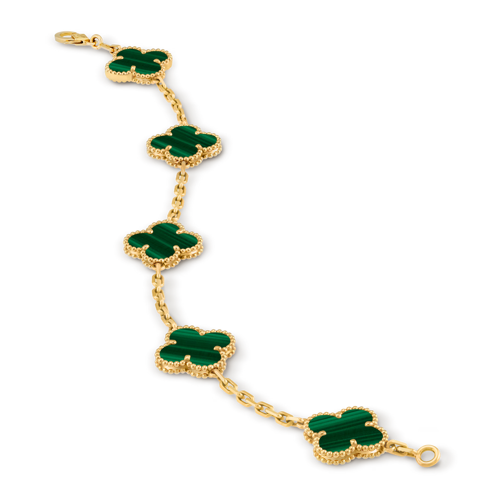 Van Cleef & Arpels Vintage Alhambra Bracelet 5 Motifs 18K Yellow Gold - Gemaee  UAE