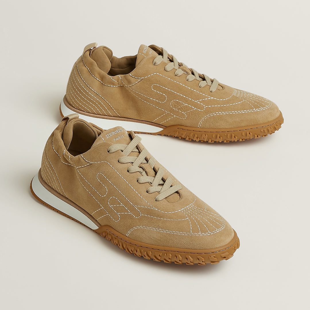 Hermès Jet Sneaker in Beige Albâtre Suede Goatskin