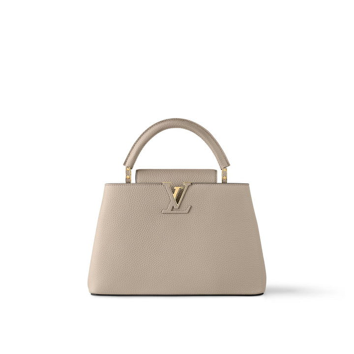 Louis Vuitton Capucines BB Galet Gray Taurillon Leather Handbag with Gold-Tone Hardware