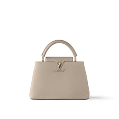 Louis Vuitton Capucines BB Galet Gray Taurillon Leather Handbag with Gold-Tone Hardware