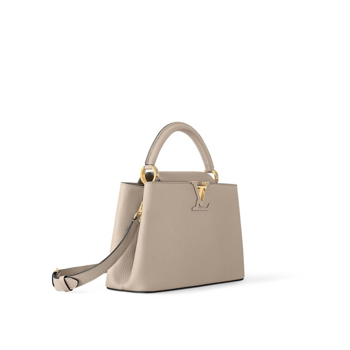 Louis Vuitton Capucines BB Galet Gray Taurillon Leather Handbag with Gold-Tone Hardware