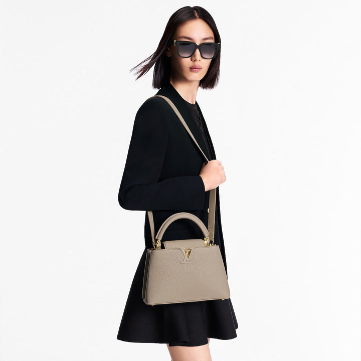 Louis Vuitton Capucines BB Galet Gray Taurillon Leather Handbag with Gold-Tone Hardware