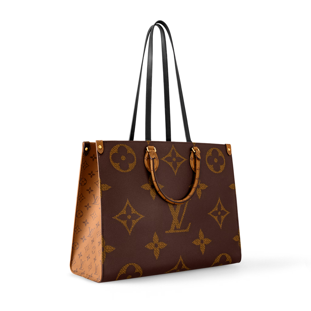 Louis Vuitton Onthego GM in Monogram and Monogram Reverse Canvas with Gold-Tone Hardware