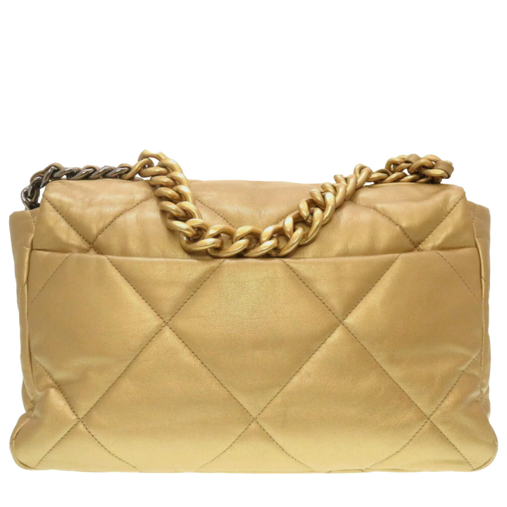 Chanel Gold Leather Large 19 Shoulder Bag - Gemaee  UAE