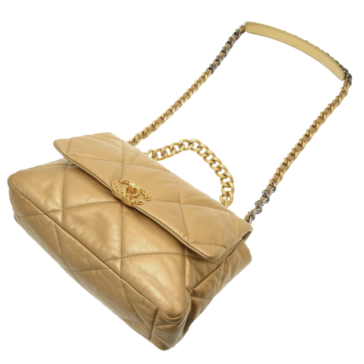 Chanel Gold Leather Large 19 Shoulder Bag - Gemaee  UAE