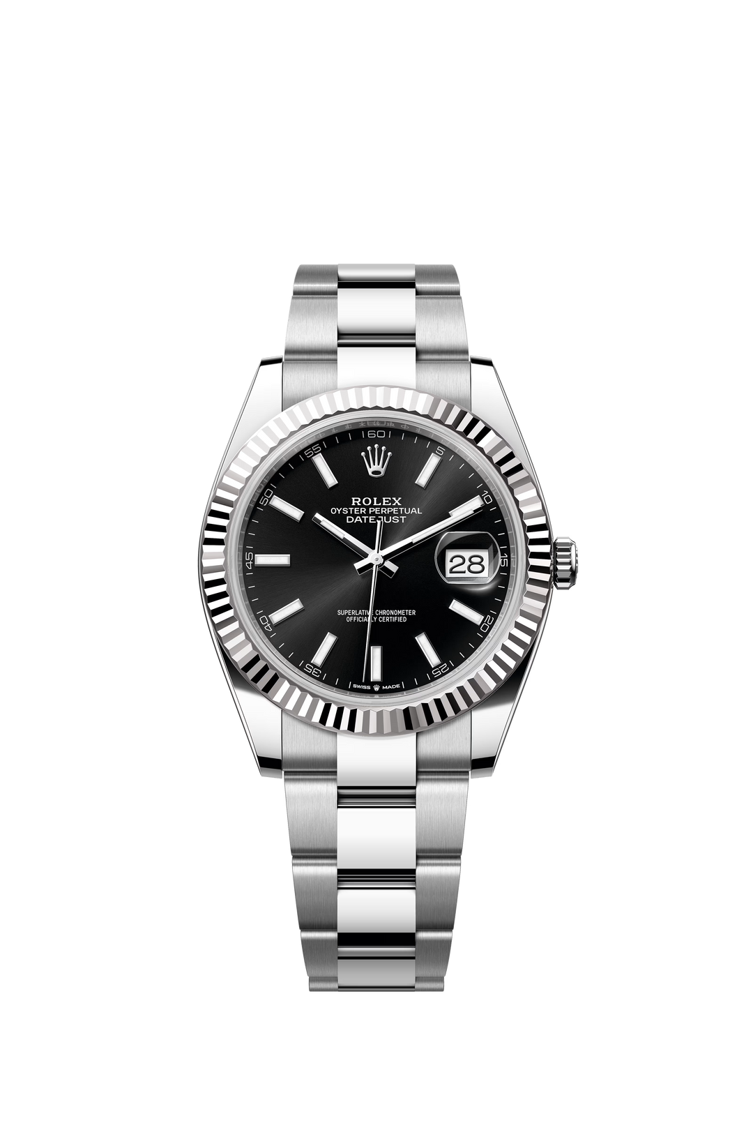 Rolex Datejust 41mm Bright Black Dial Two‑Tone Oystersteel & White Gold Watch
