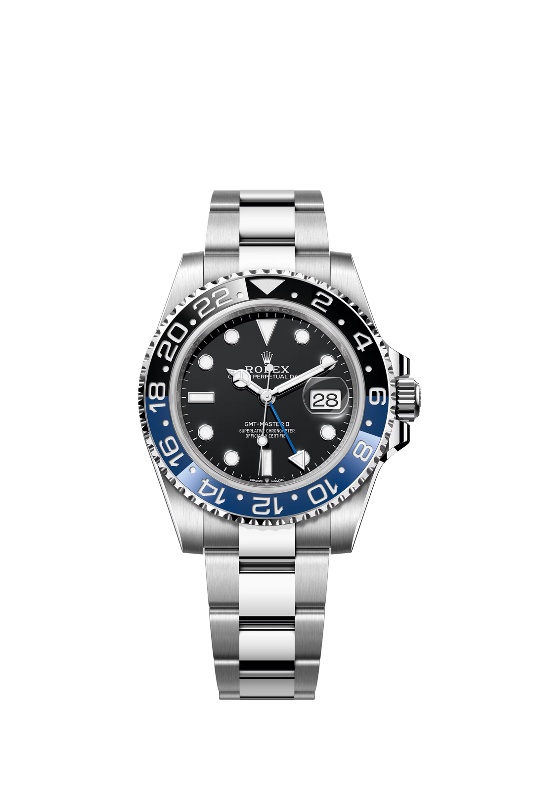 Rolex GMT‑Master II 40mm Black Dial Blue & Black Ceramic Bezel Oystersteel Watch
