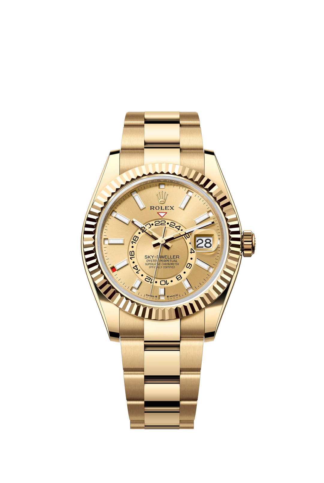 Rolex Sky-Dweller 42mm Champagne Dial 18K Yellow Gold Oyster Bracelet - Gemaee  UAE