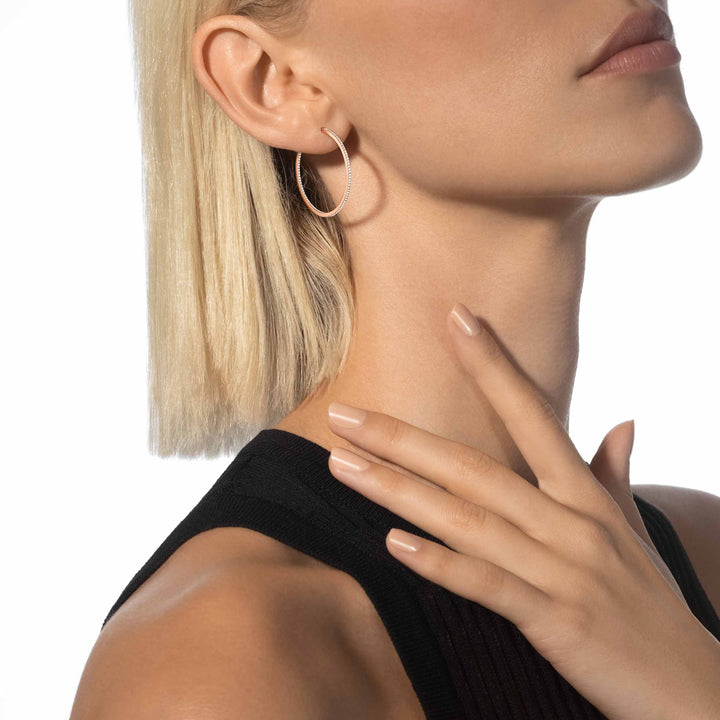 Messika Gatsby Medium Hoop Earrings in 18K Rose Gold with Diamonds